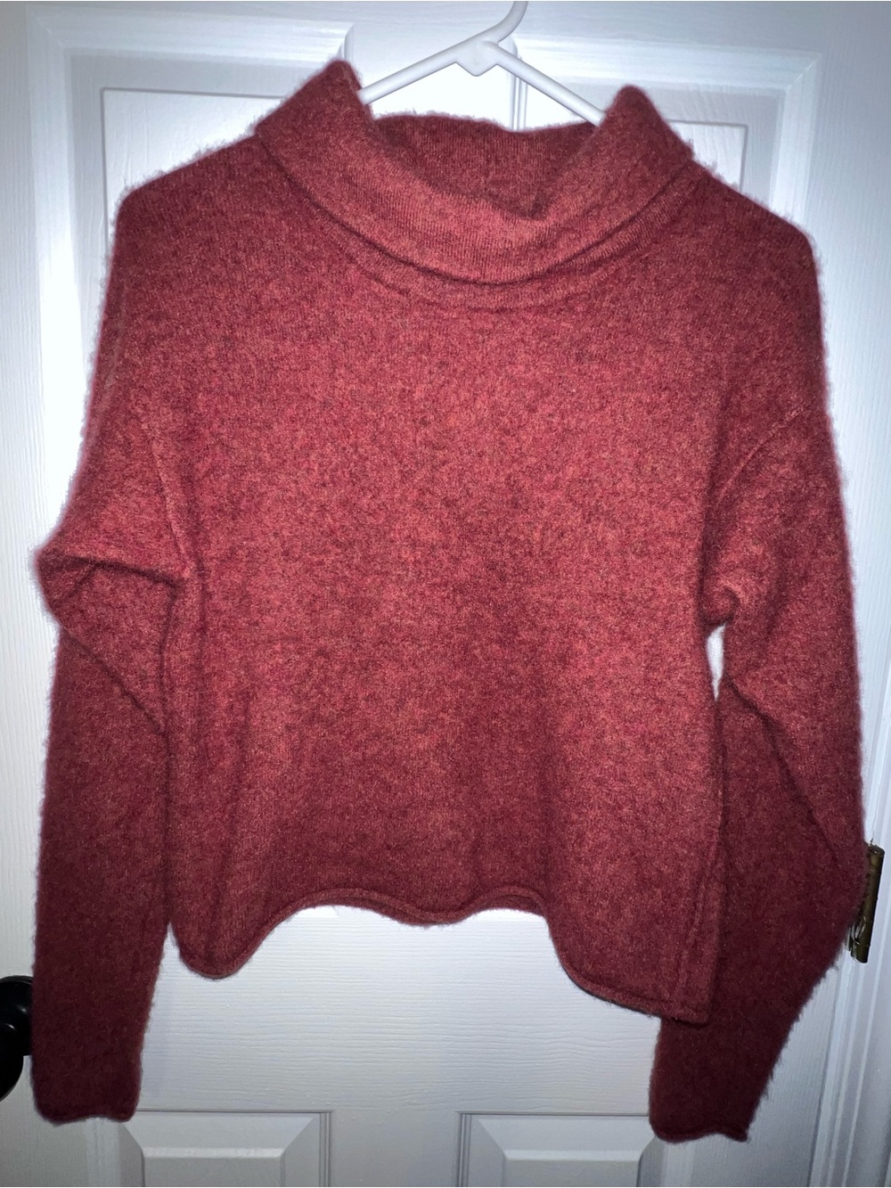 Free People 100% Cashmere Burnt Orange Cowl Neck Sweater Small